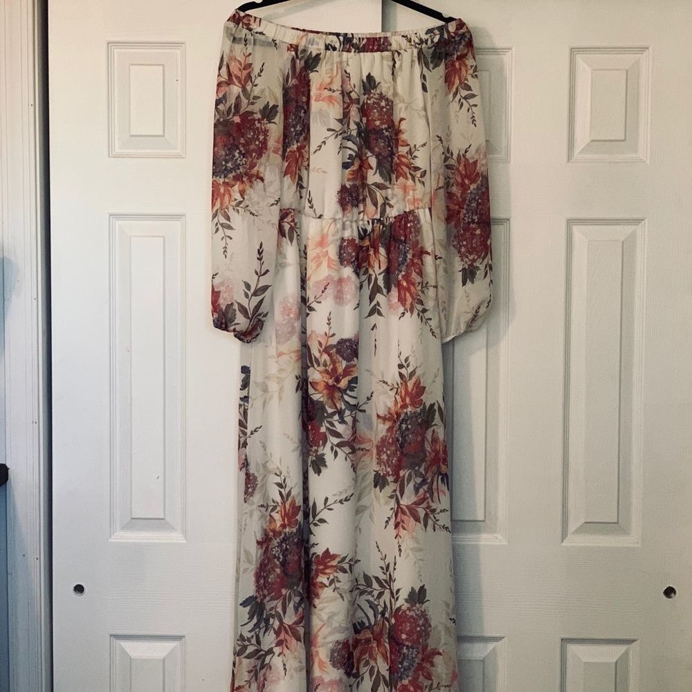 Floral print off the shoulder dress